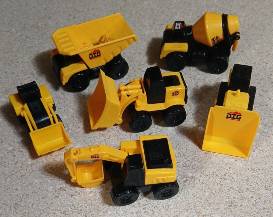 Dig Construction Lot of 6 Excavator Dump Trucks Backhoe Kids Toys Plastic