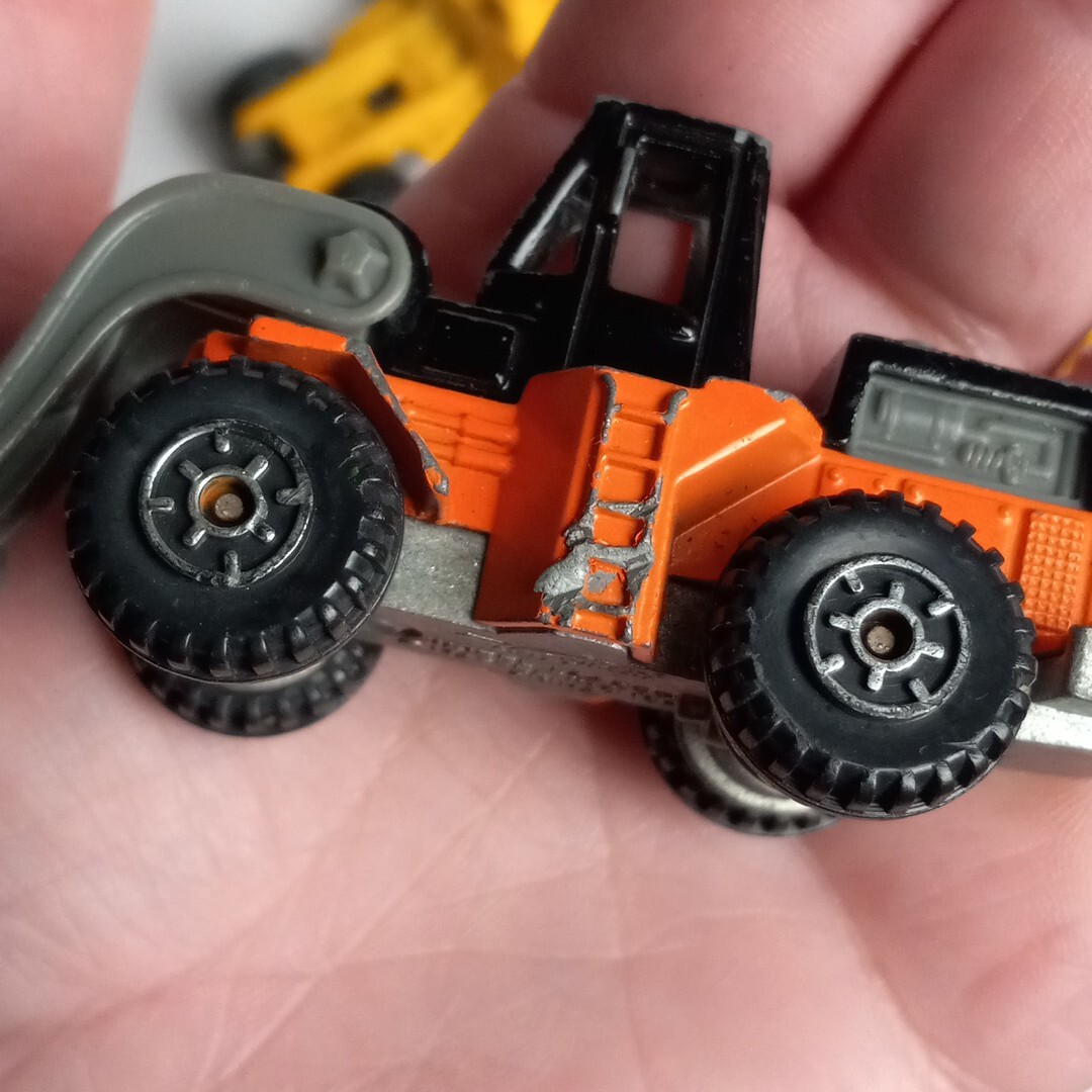 Lot Of 3 Vtg 1979 & 1991 Hot Wheels Yellow Cat Bulldozer Orange Loader Diecast