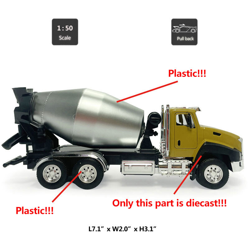 1:50 Cement Mixer Truck Toy Diecast Construction Toys Vehicle Toy Cars for Kids