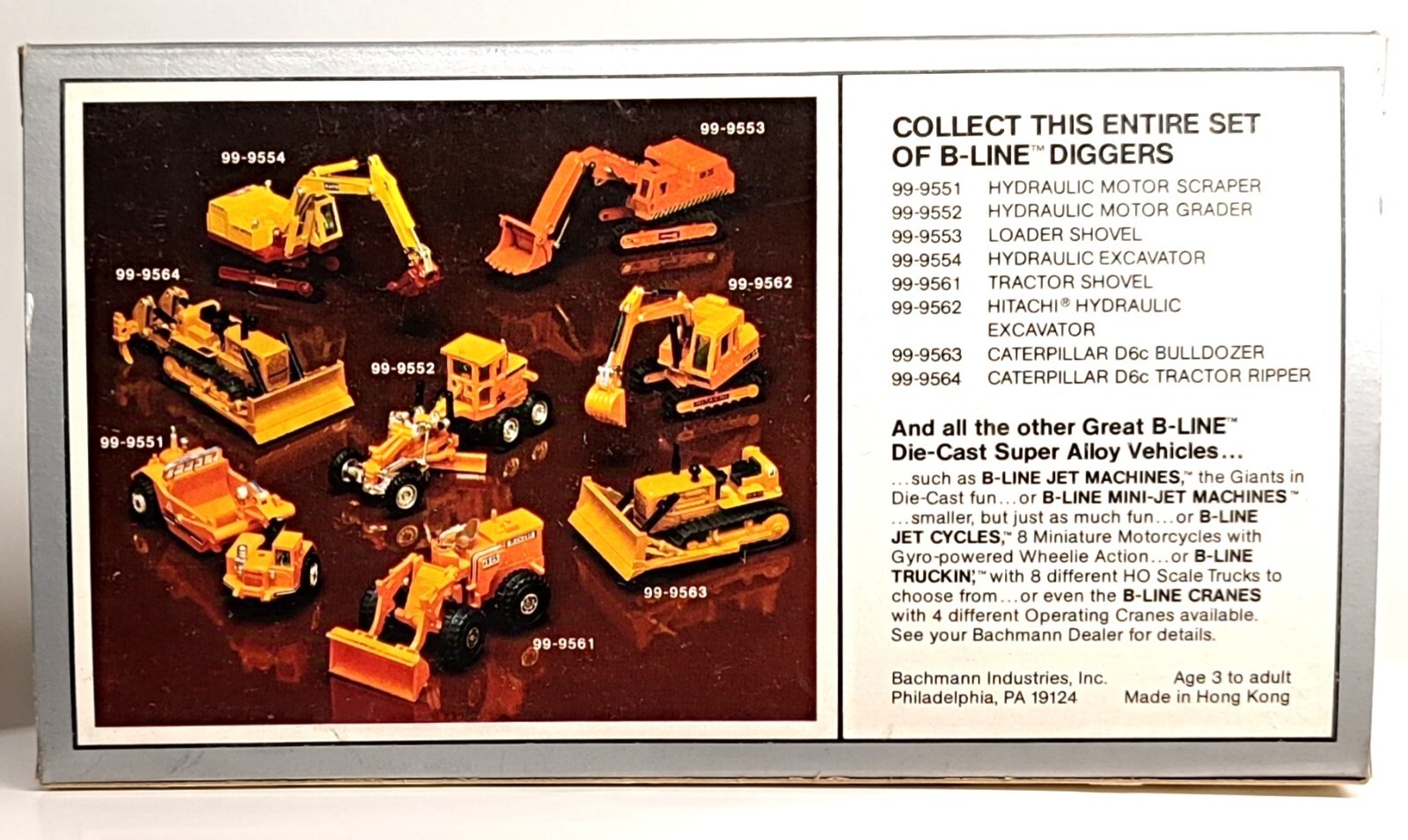 Bachman Ind. B-Line Diggers Die-Cast “Tractor Shovel” PN. 99-9561