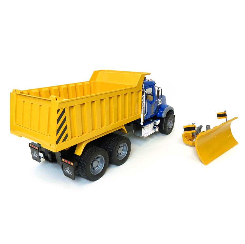 1/16th Bruder Mack Granite Dump Truck with Snow Plow and Flashing Lights 02825