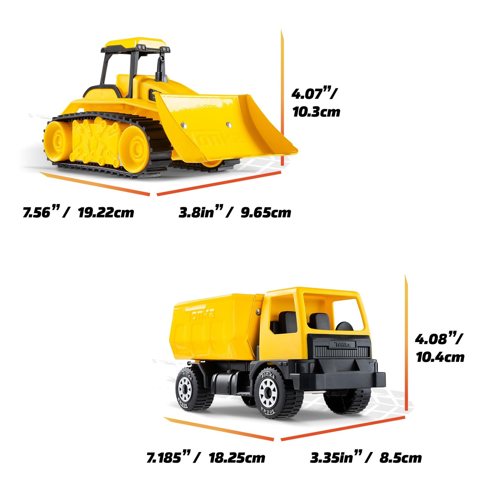 Tonka – Steel Classics Giga Series – Dump Truck & Bulldozer, 2-Pack