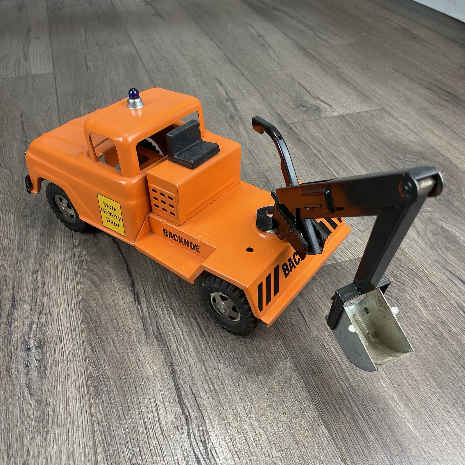Vintage Orange Tonka State HI-WAY DEPT Highway Truck Backhoe Excavator Highway