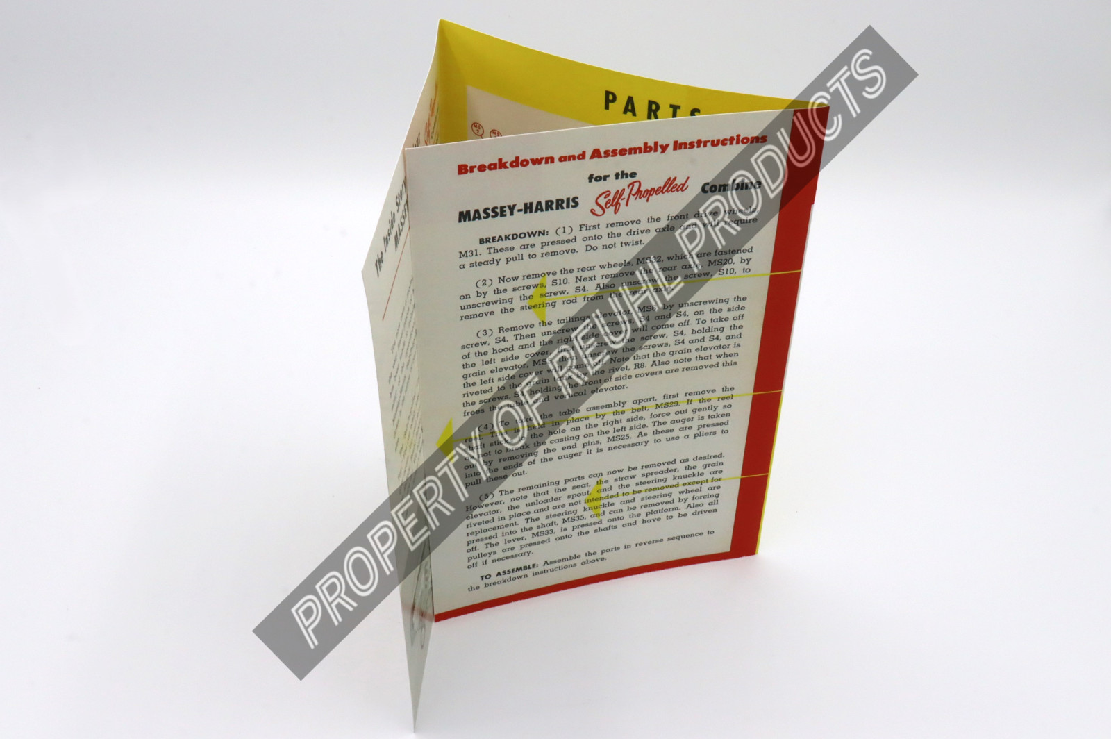 Reuhl – Massey Harris – Self-Propelled Combine – Assembly Sheet – Official Print