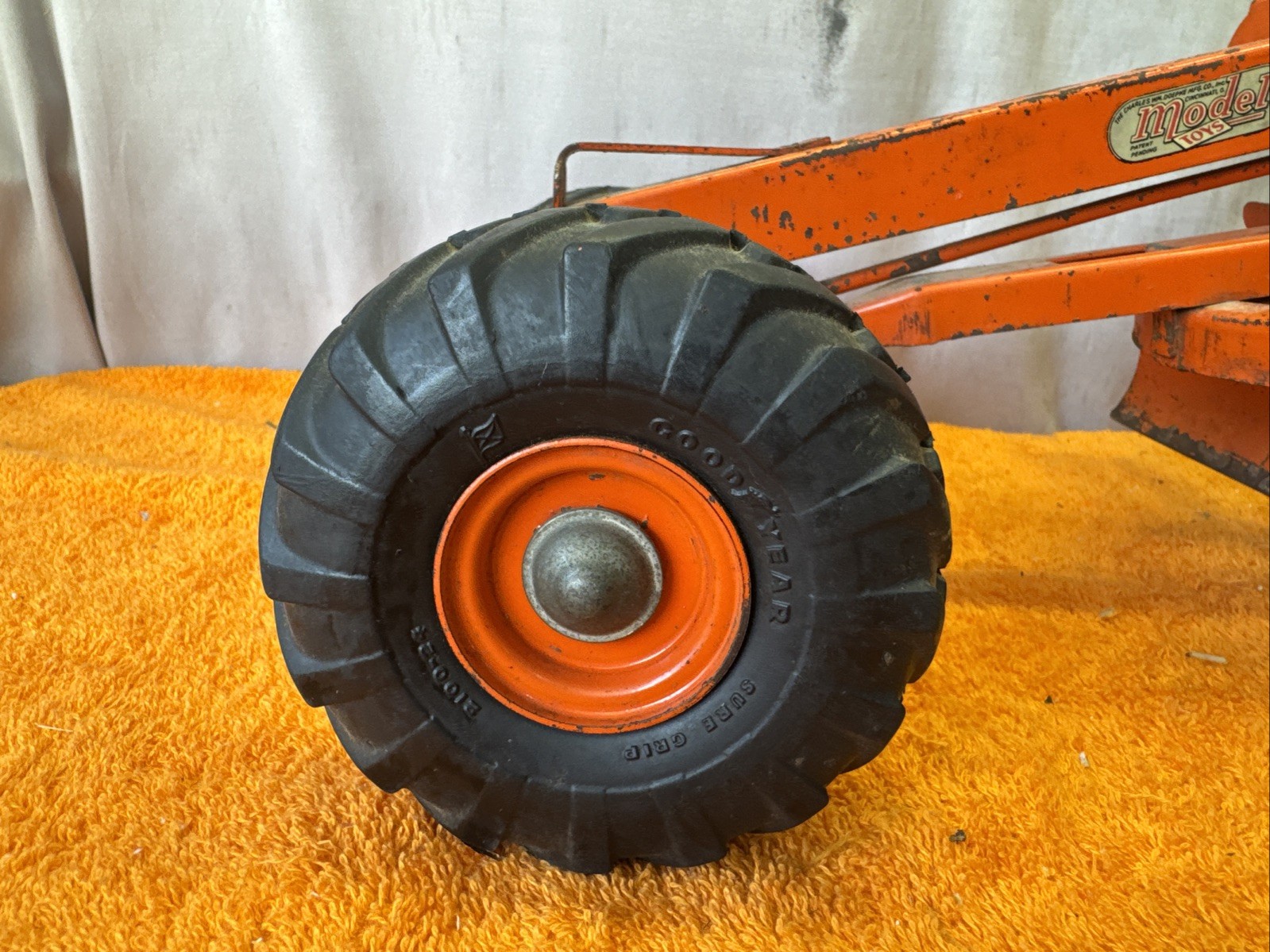 DN•Vintage 1949 DOEPKE Adams Motor Road Grader Pressed Steel Model Diesel Orange