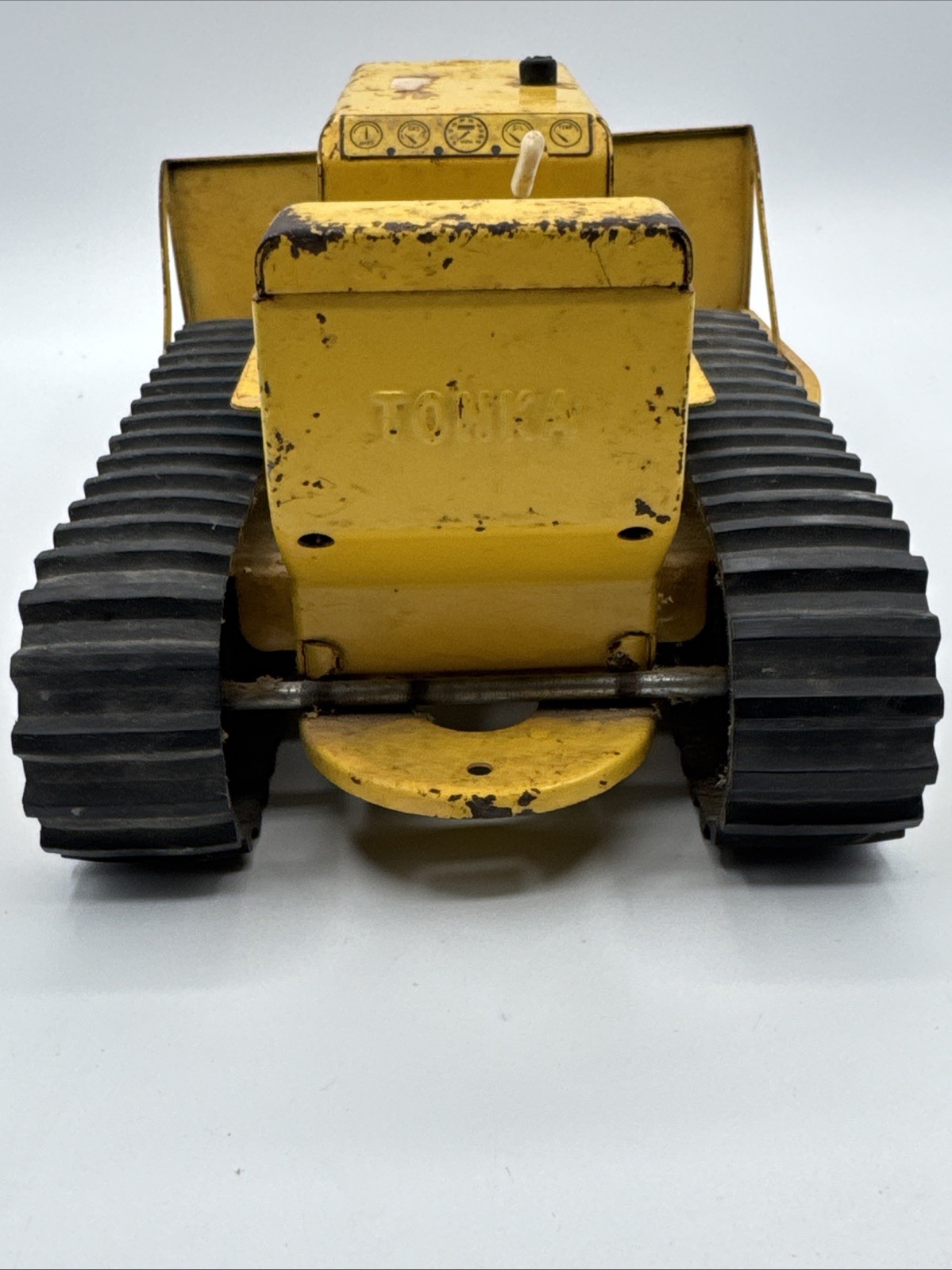 Vintage Tonka No. 300 Bulldozer 1960s Pressed Steel Yellow Dozer 8.5″