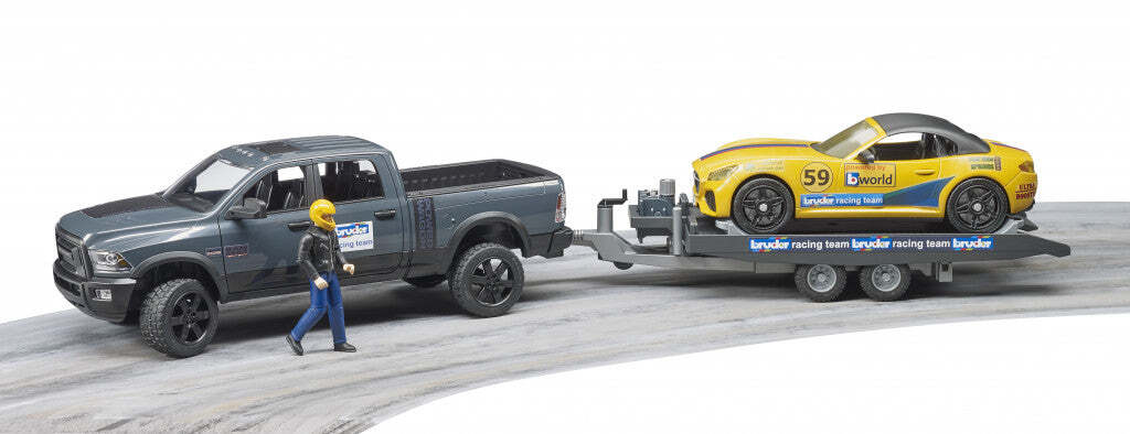 Bruder #02504 RAM Power Wagon and BRUDER Roadster Racing Team – New Factory Sea