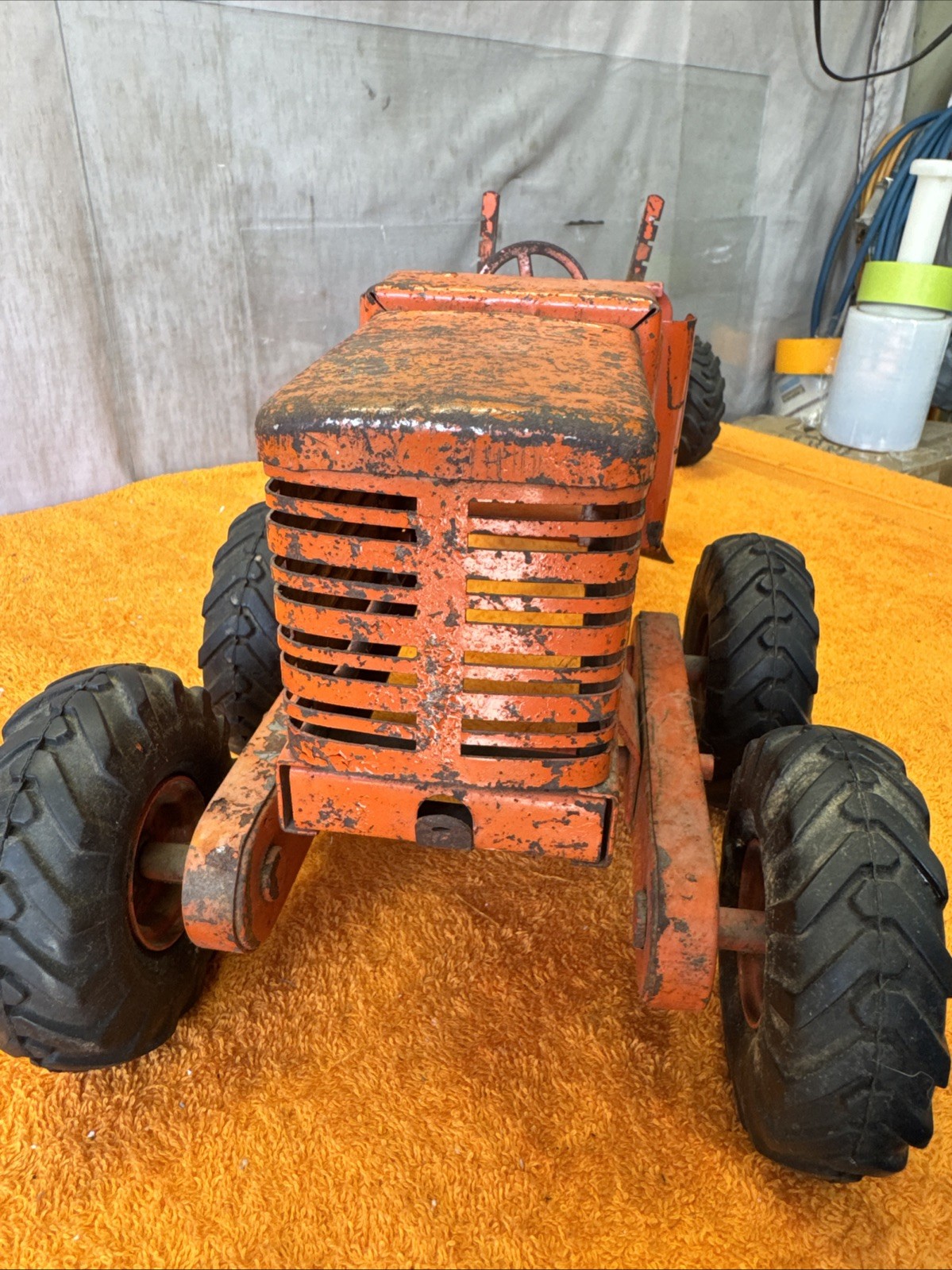 DN•Vintage 1949 DOEPKE Adams Motor Road Grader Pressed Steel Model Diesel Orange