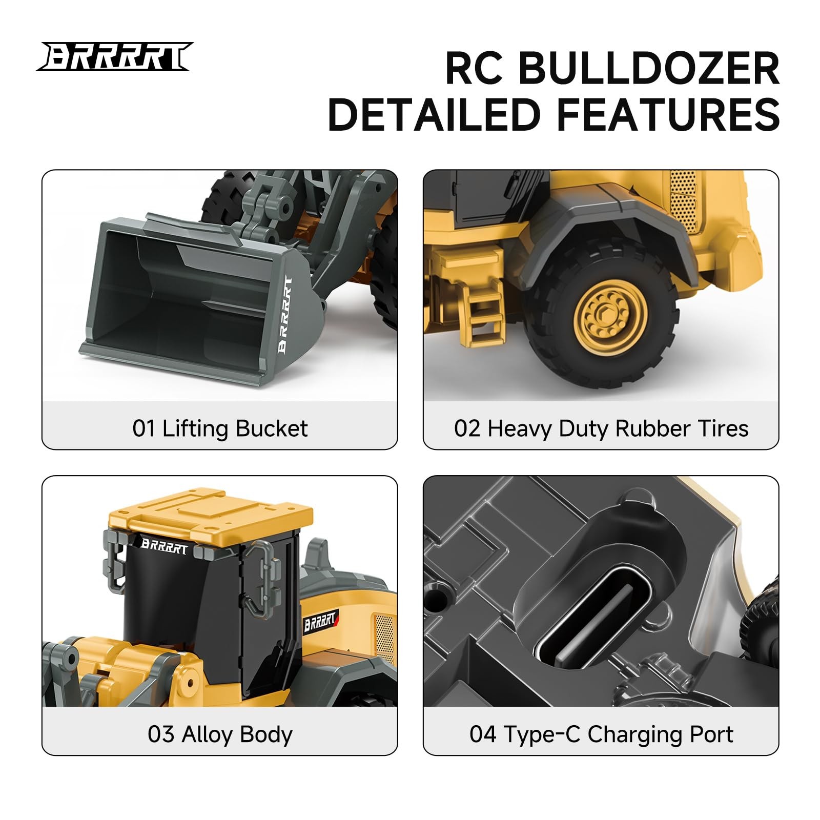 Bulldozer Control Remoto Escala 1 64 Recargable Para Niños Pro
