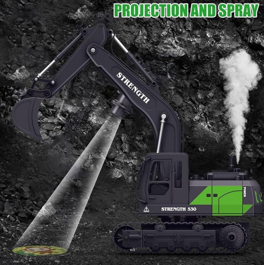 2.4 GHz RC Power Excavator In Yellow W/Projection Light Sound Model NO.MD530A-B