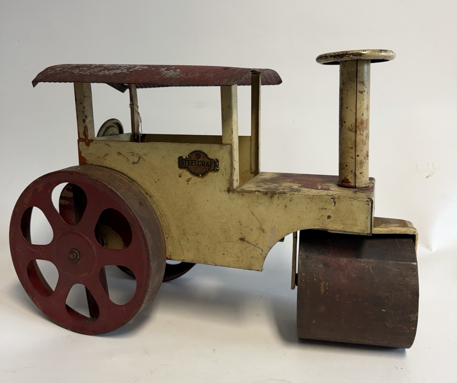 VINTAGE 1920s STEELCRAFT RIDE ON STEAM ROLLER ORIGINAL PAINT
