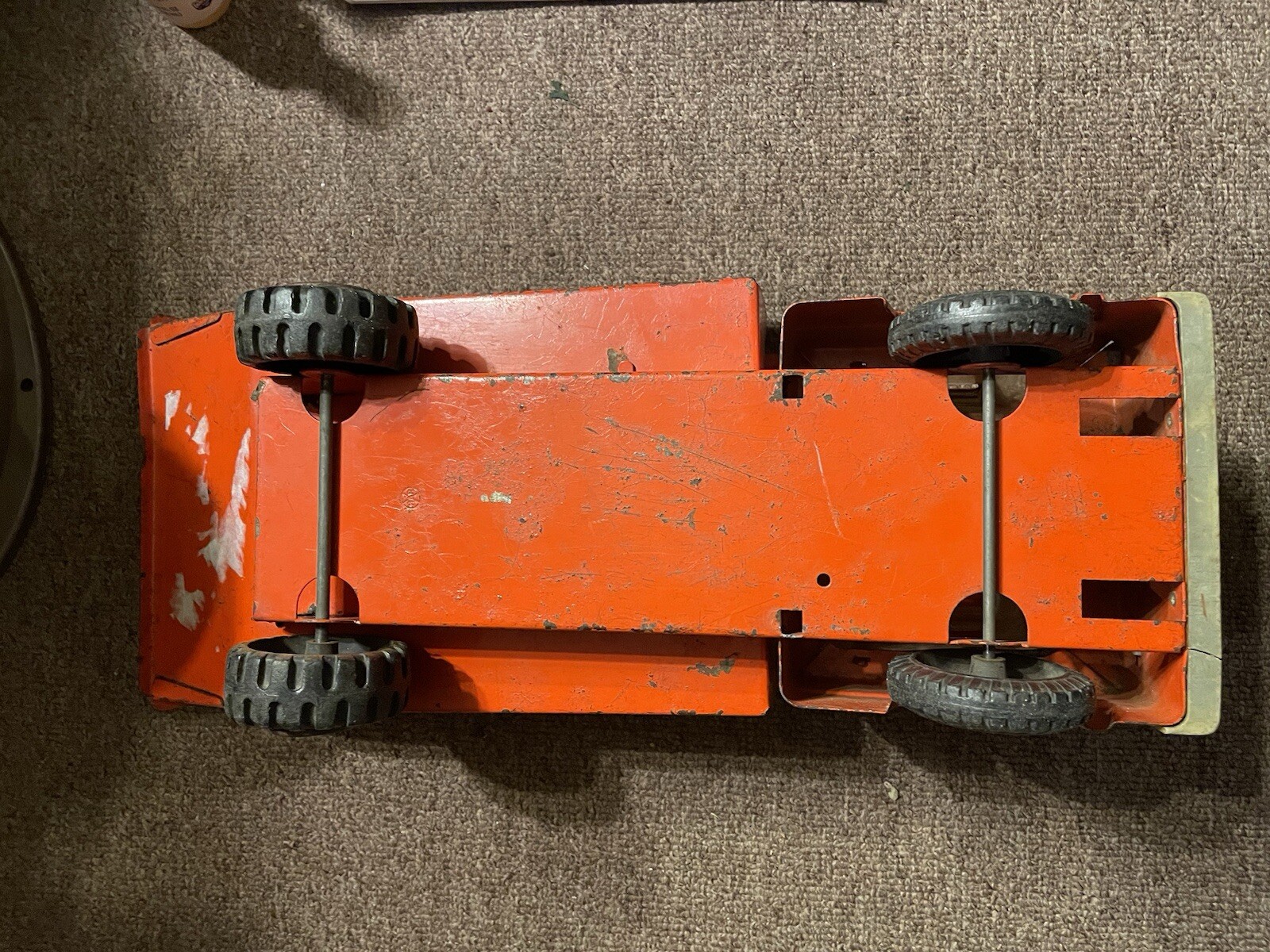 Vintage Marx Toy Construction Dump Truck…1960s Steel 17″ Long in Orange