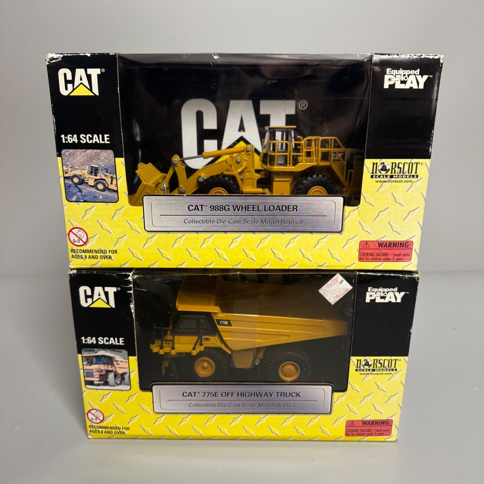 Lot 2 Norscot CAT Die-Cast Model 988G Wheel Loader & 775E Off Highway Truck 1:64