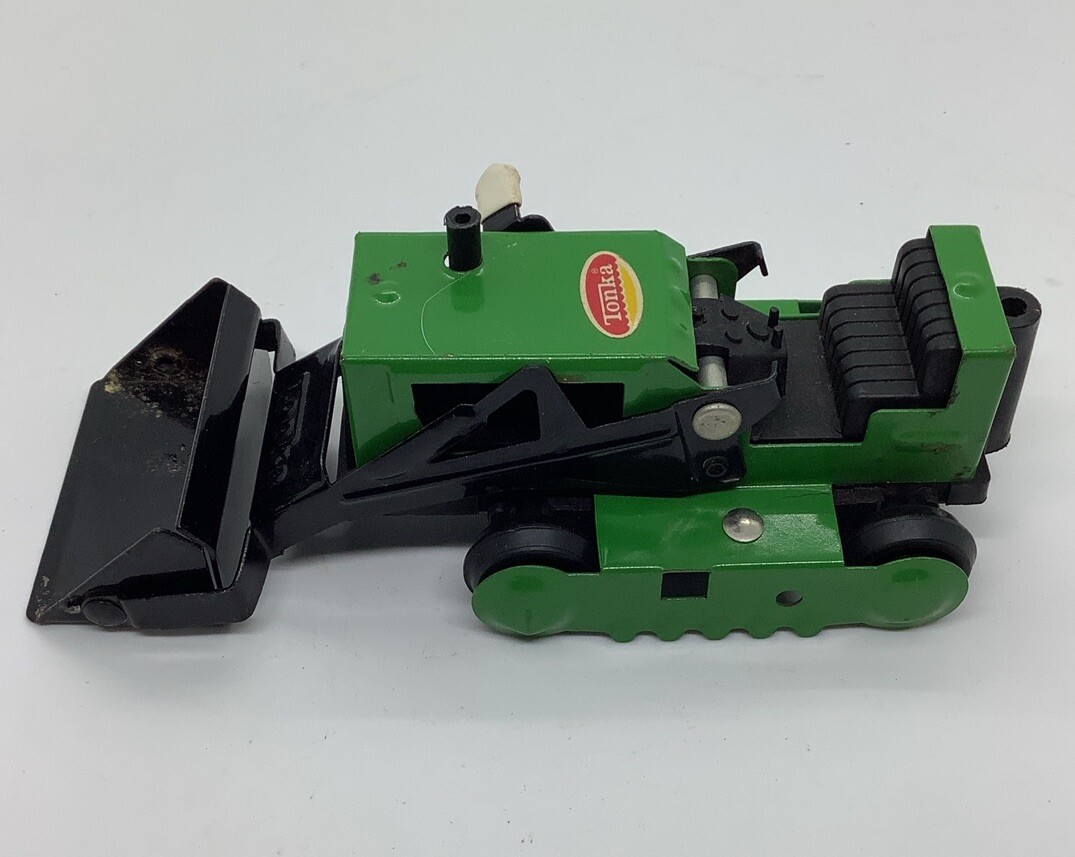 Vintage 70s Tonka Mini Front Loader Green And Black Pressed Steel