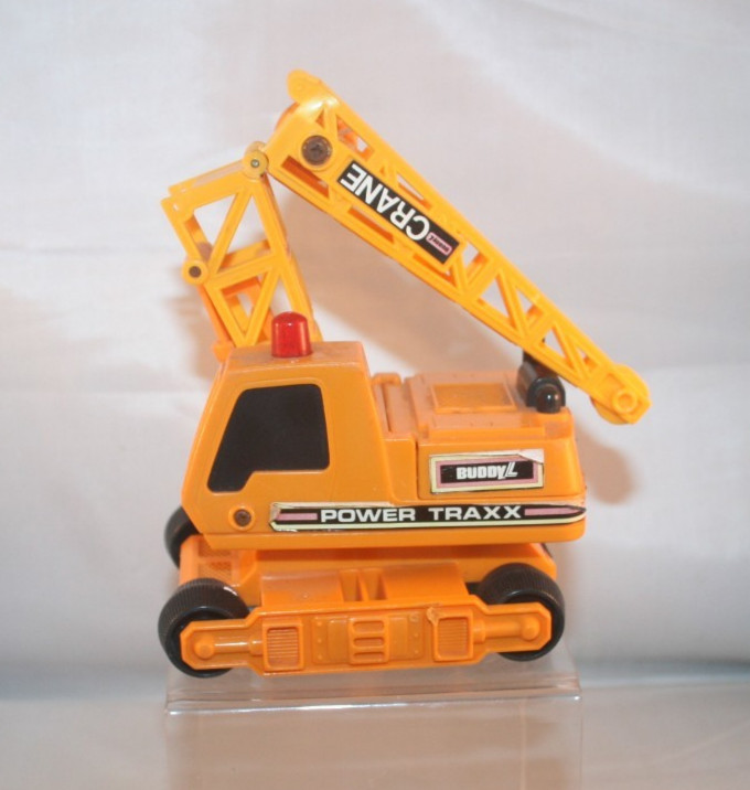 Vintage 1988 Buddy L Power Traxx Orange Crane – *missing scoop*