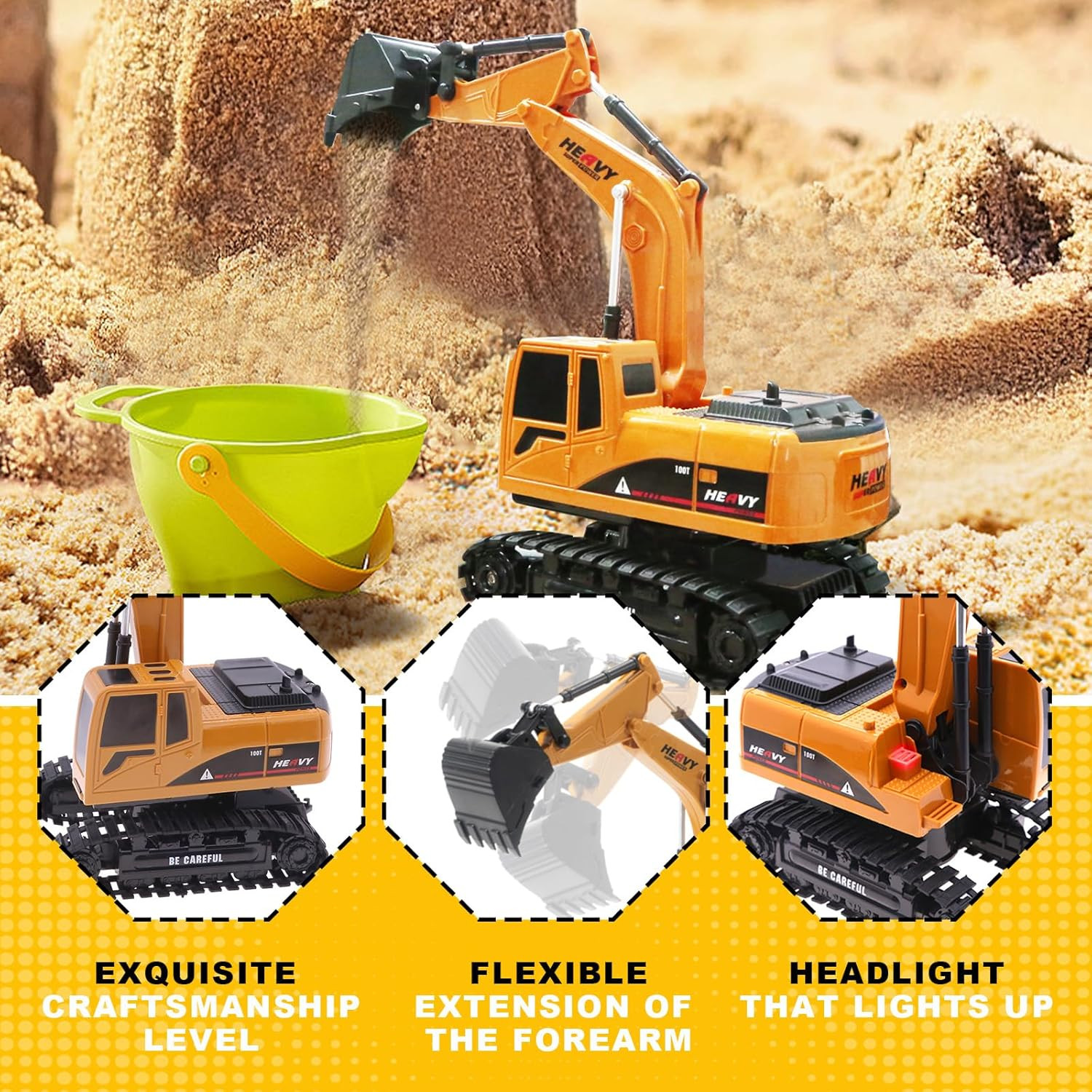 MQDMINI Construction Excavator – Toy Engineering Digger Truck, Remote Control Re