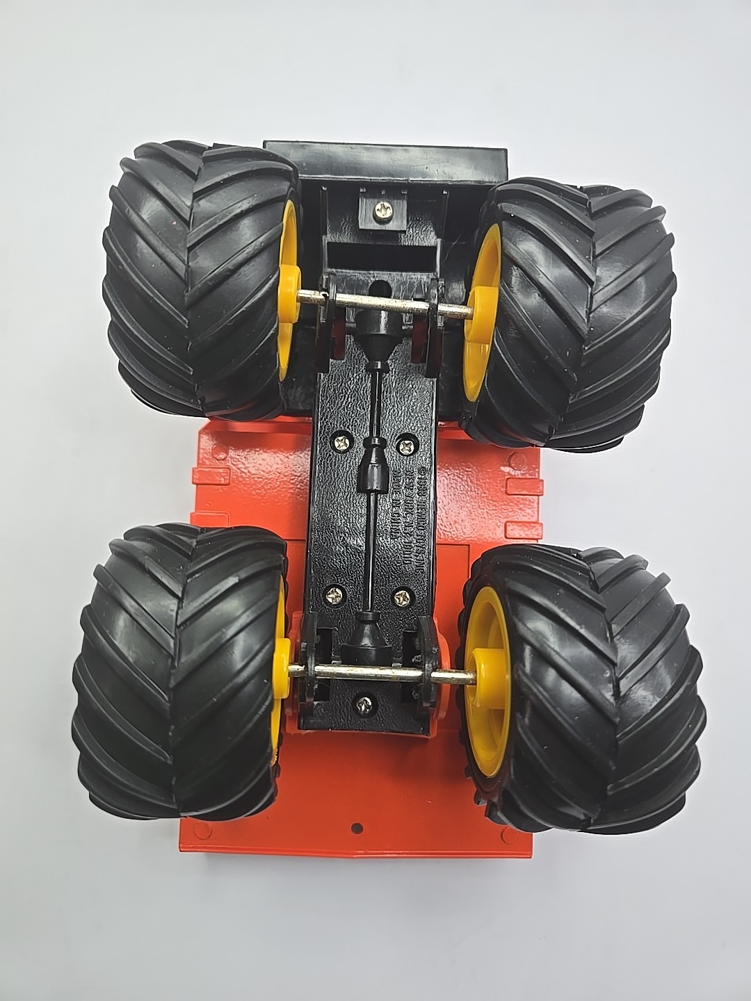 Vintage 1988 Remco Dump Truck Orange Black Yellow Toy 7” Construction