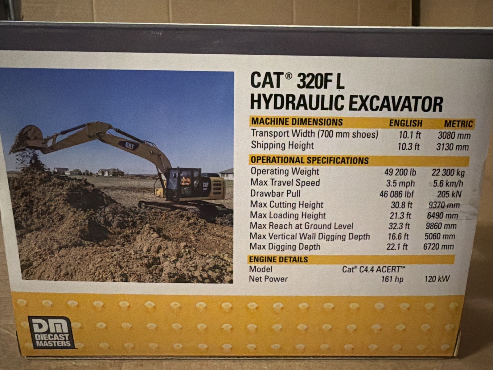 CAT 320F L Hydraulic Excavator Diecast Model 1:64 Metal Construction 85606