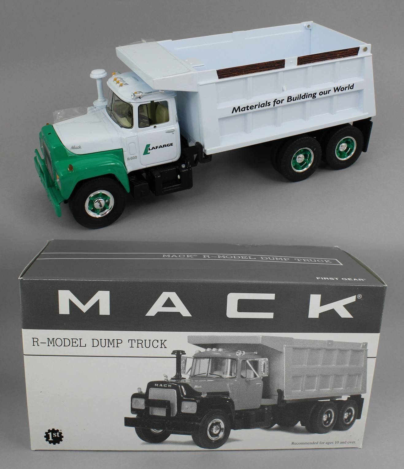 2003 FIRST GEAR 1:34th ” LAFARGE ” MACK R-MODEL DUMP TRUCK #10-3035