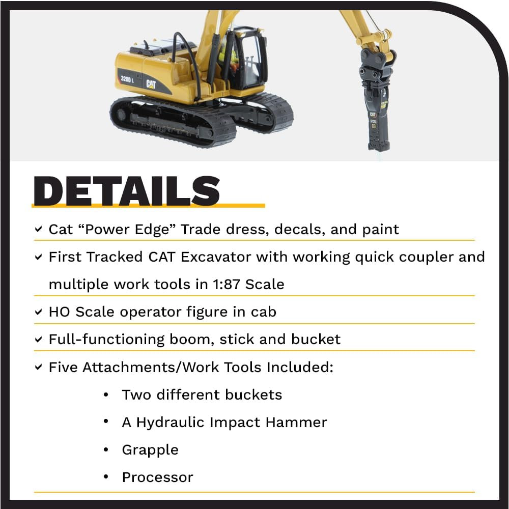 1/87 Caterpillar 320D L Hydraulic Excavator with 4 Work Tools