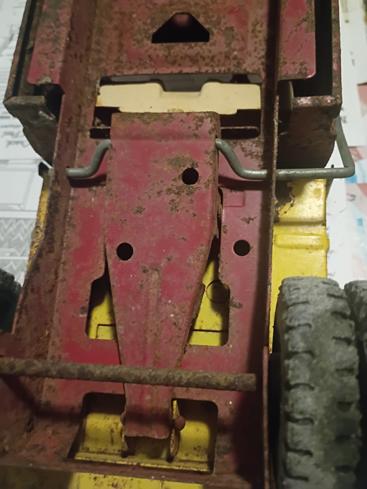 Tonka Vintage Pressed Steel Dump Truck Toy, Red Cab & Yellow Bed