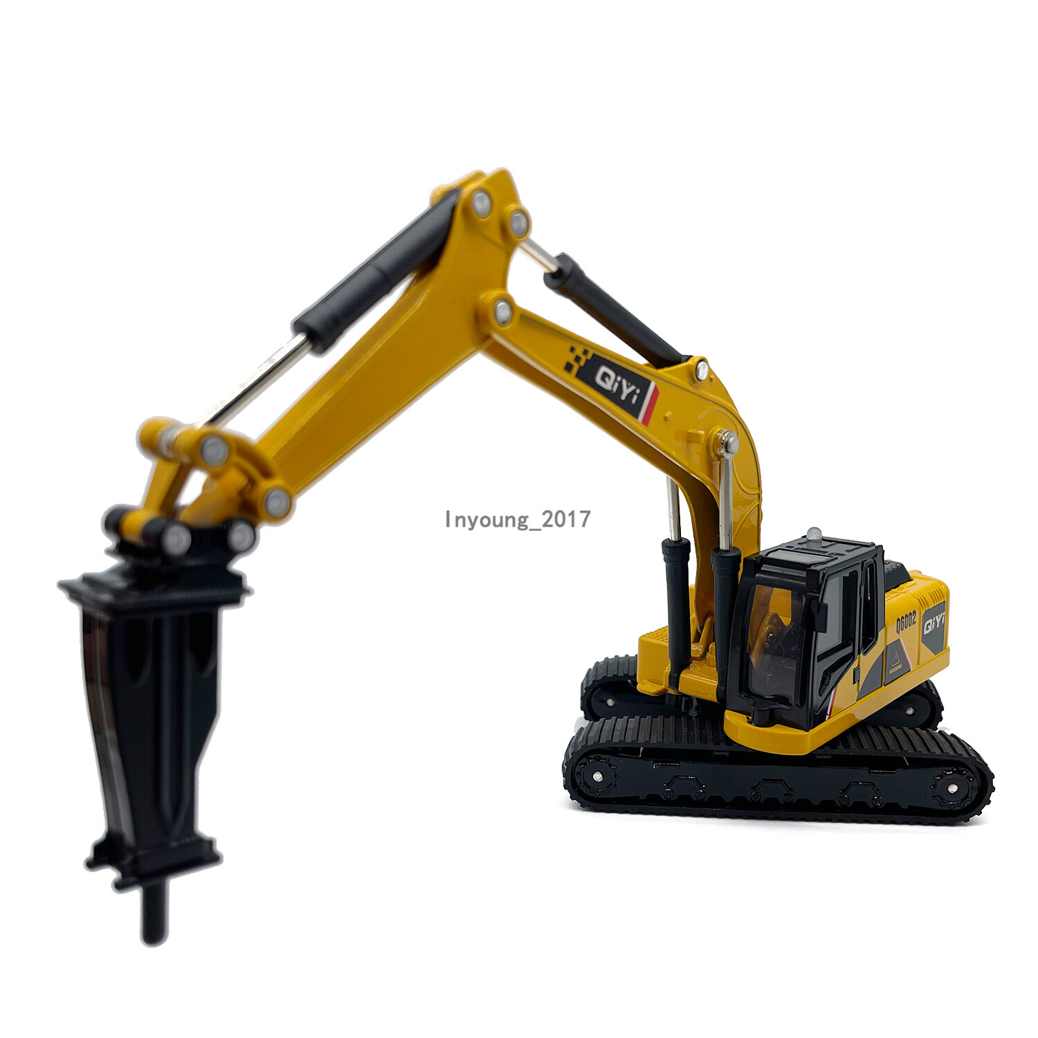 1:60 Drill Excavator Toy Construction Equipment Model Diecast Toy Vehicle Yellow