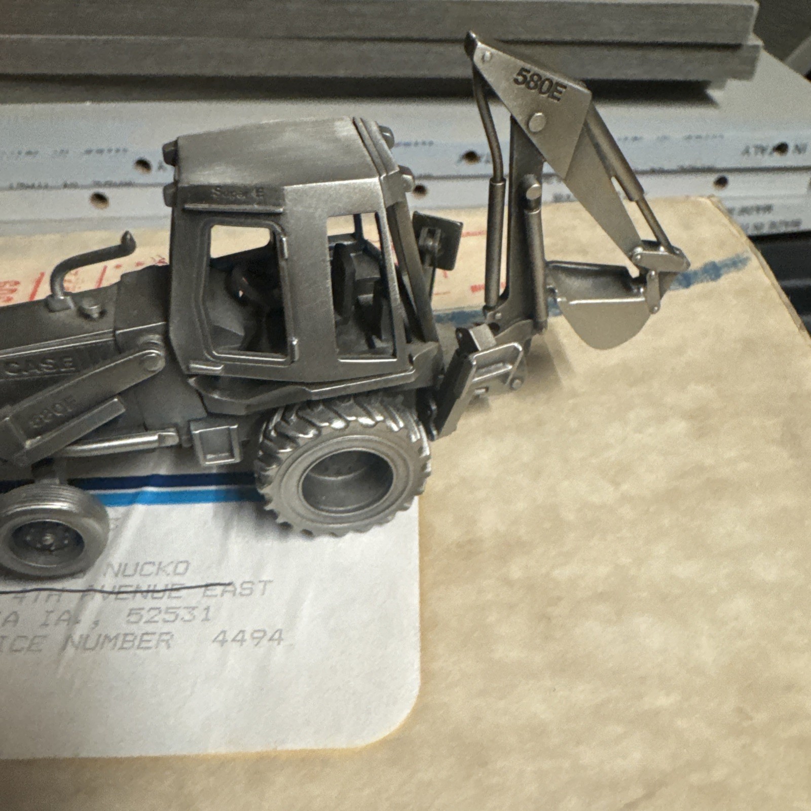 Case 580E Backhoe Precision Pewter Artisans Hard Hat Collection With Box