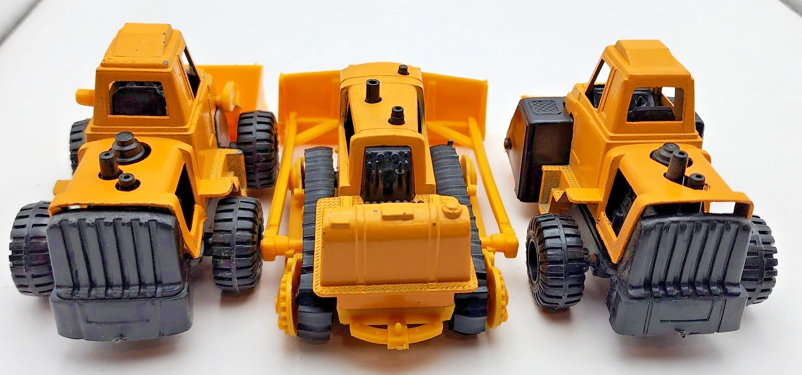 Vintage 1970 Tootsie Toy Dozer, Loader & Roller Construction Toys 4″ to 4.75″