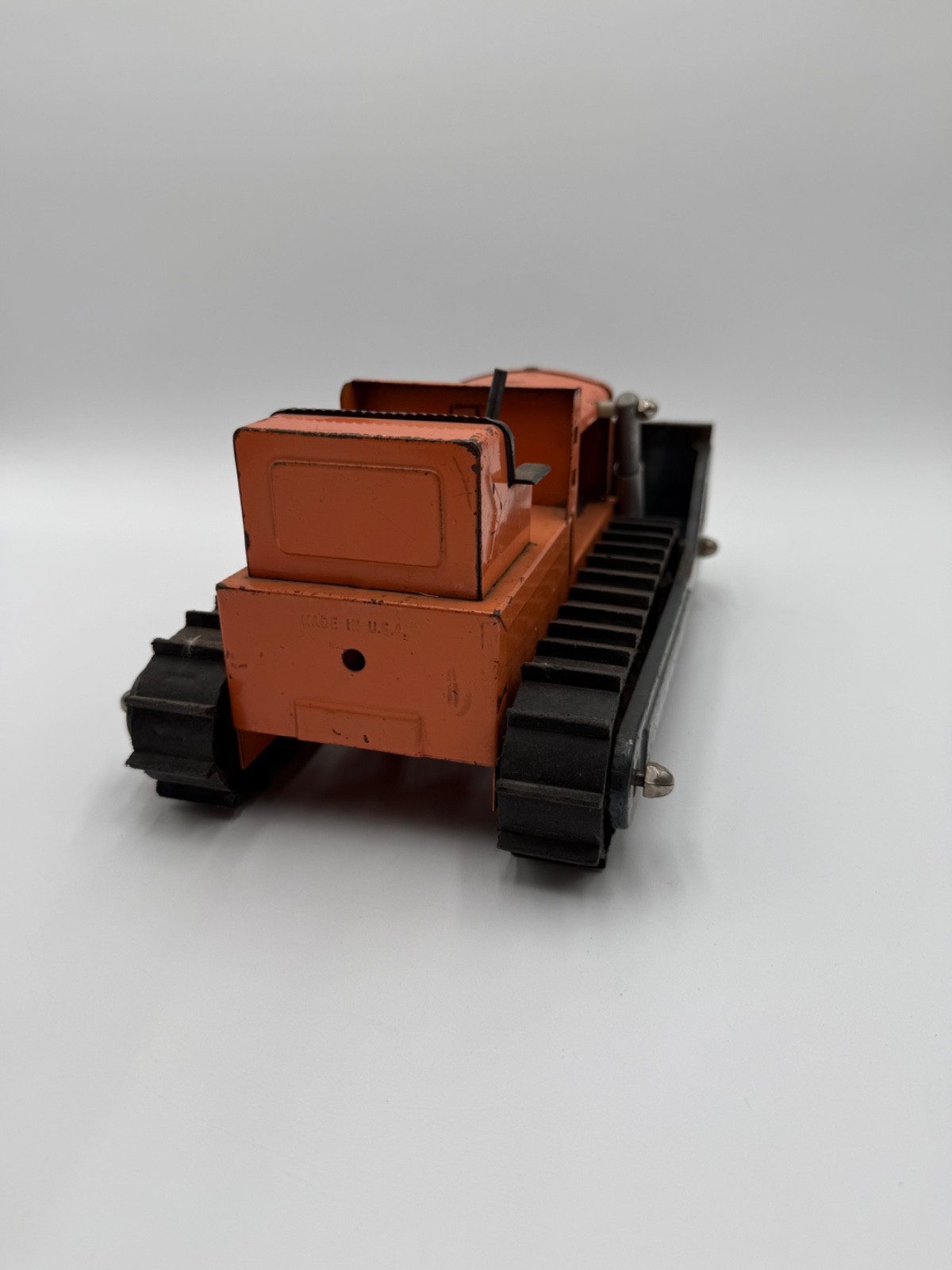 Vintage Structo Construction Company Metal Orange Dozer Bulldozer Toy 12”