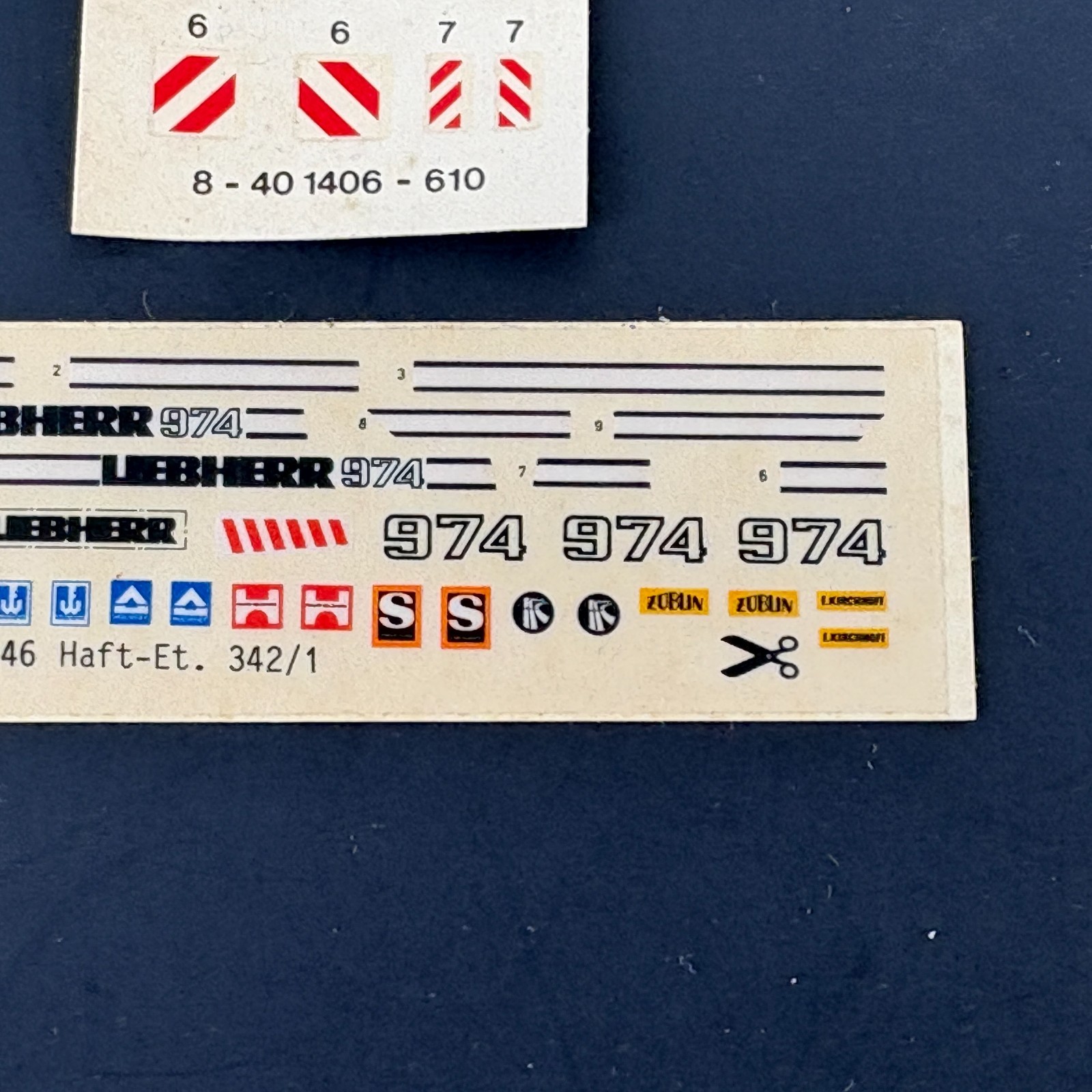 Kibri HO Scale Liebherr 974 & Crane Decal Assortment FOR PARTS 1/87