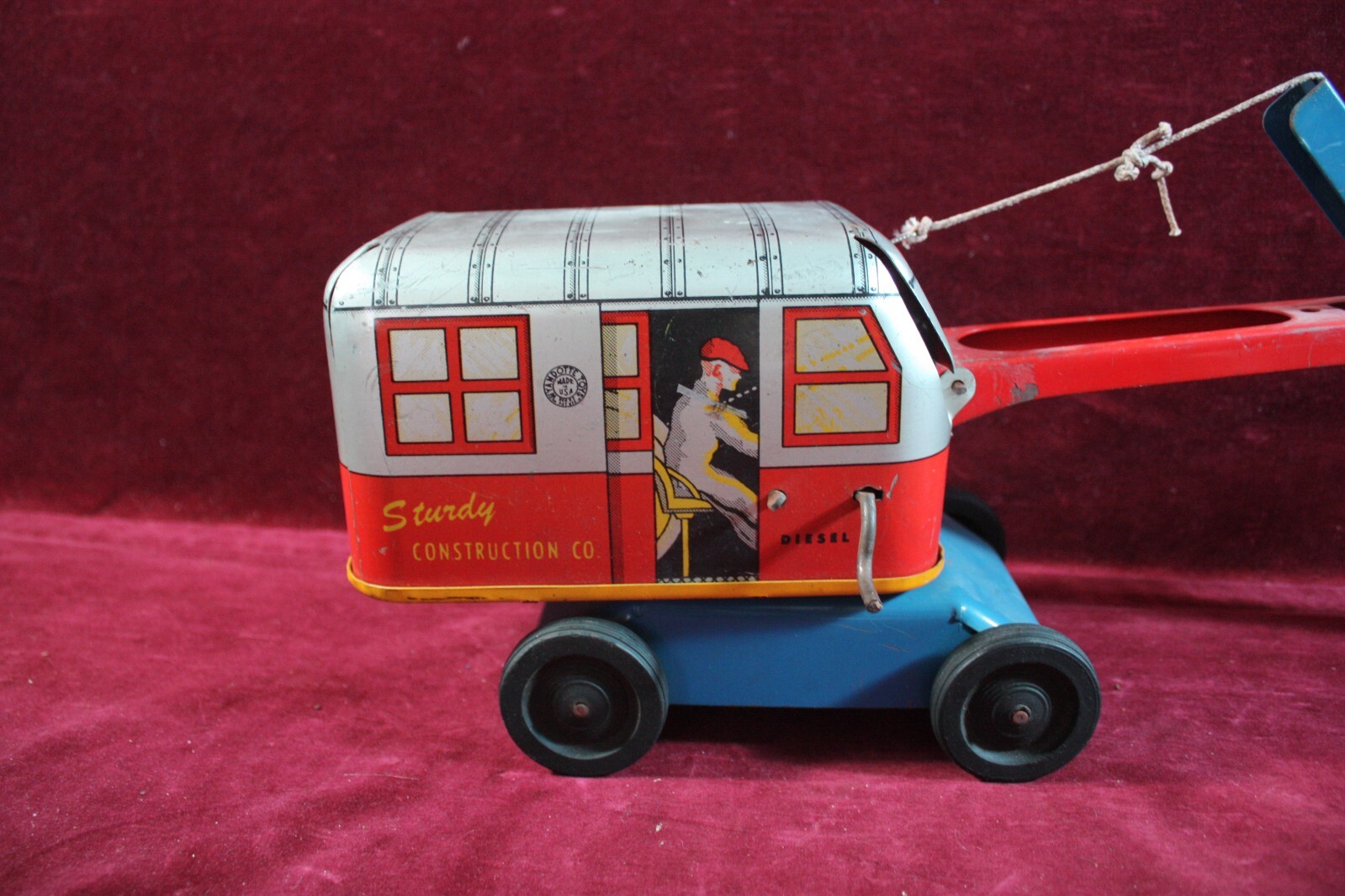 * VINTAGE WYANDOTTE STURDY CONSTRUCTION CO. TIN PRESSED STEEL TOY STEAM SHOVEL *