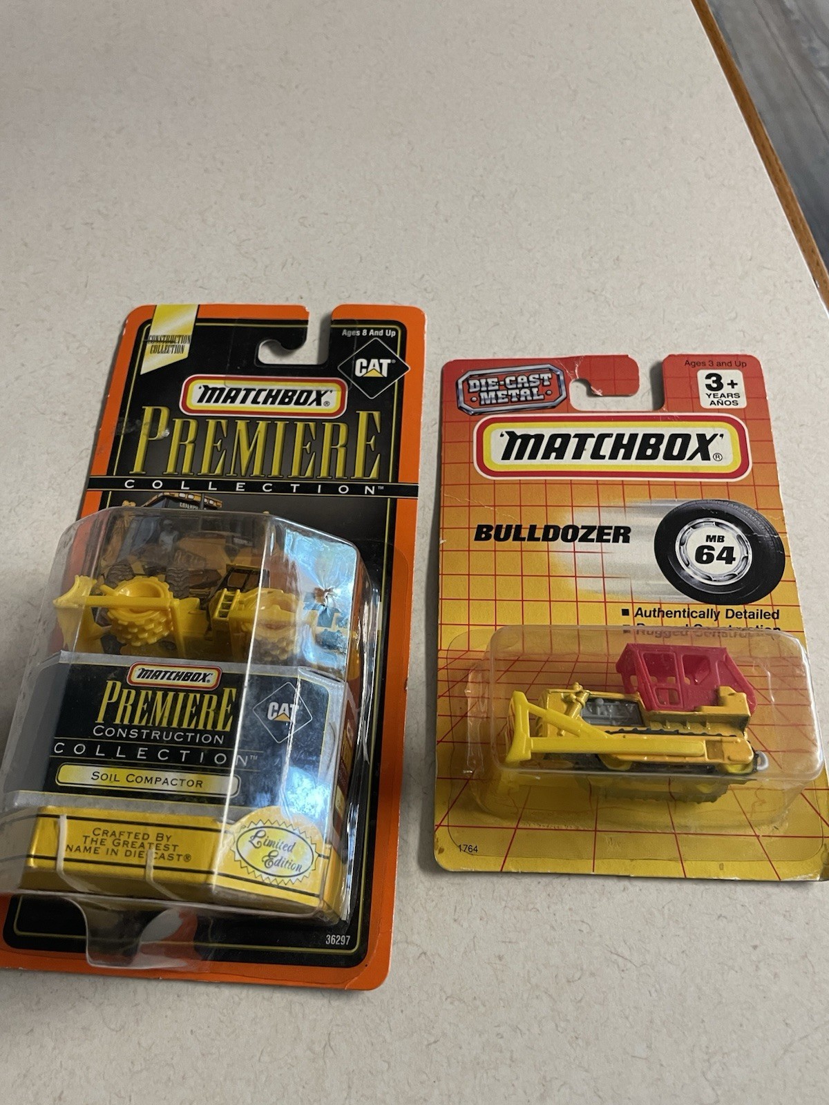 Vintage Matchbox CAT Soil Compactor 1998 & #64 Bulldozer 1993 Lot NIP Nice