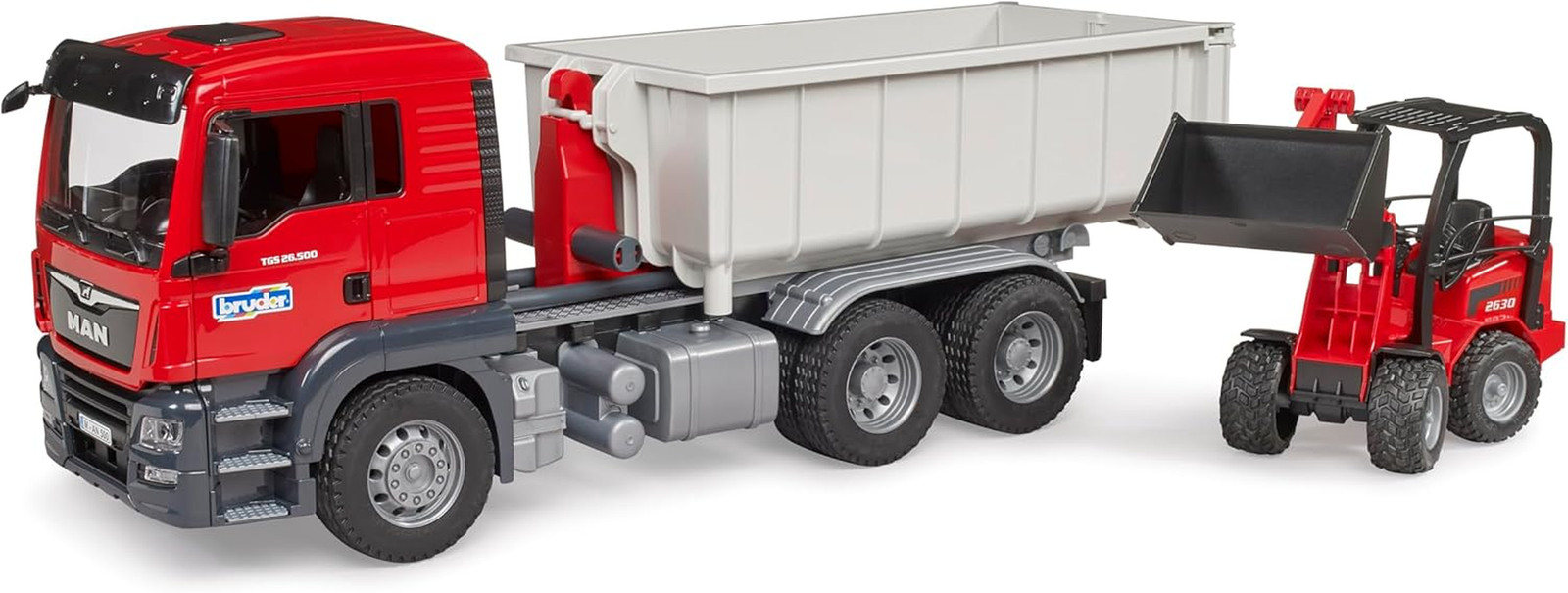 03767 Man TGS Truck with Roll Off Container and Schäffer Compact Loader 2630