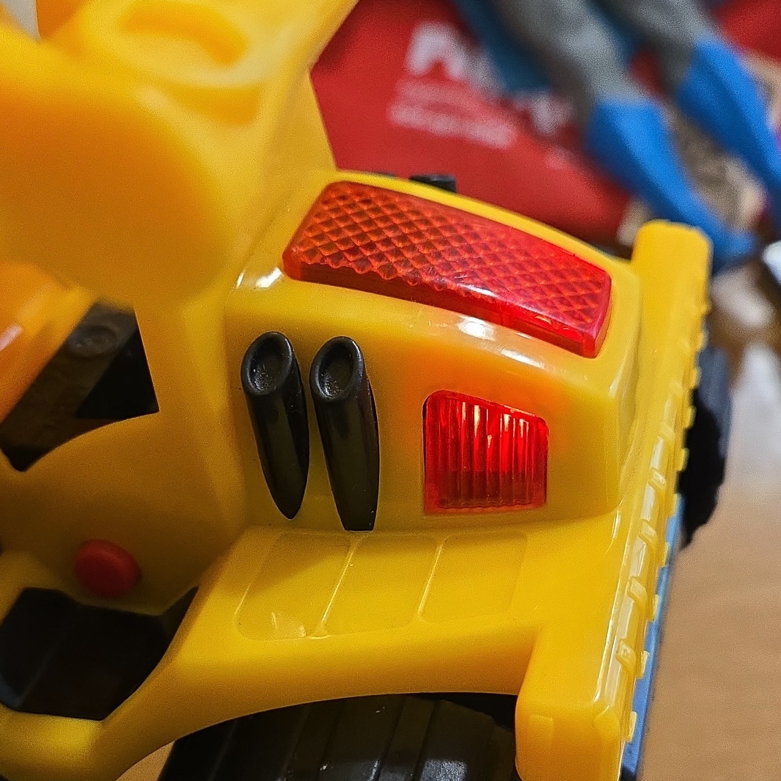 Toy Construction Loader Vehicle w/ Moving Scoop, Plastic, Yellow/Black/Red