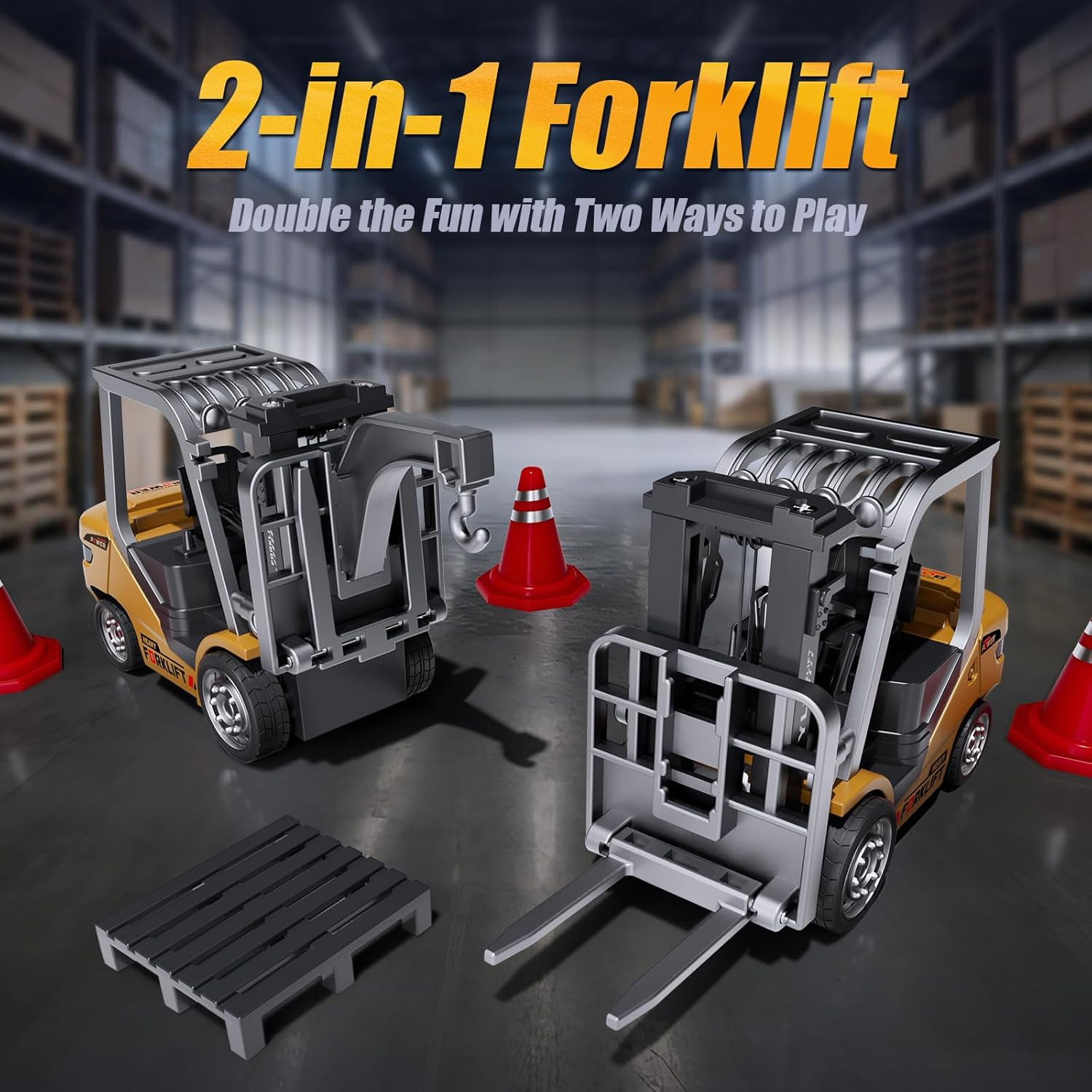 Mini Forklift Remote Control 1:64 RC Forklift Toy, 2.4GHz Construction Vehicle w