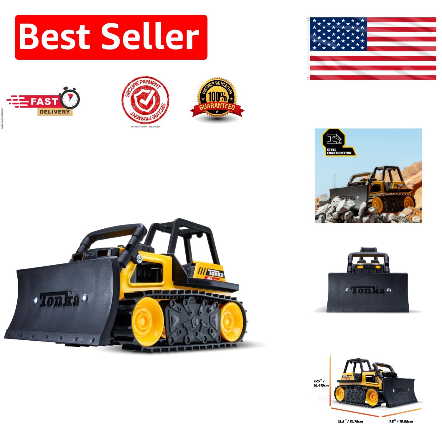 Steel Classics Bulldozer Toy – Durable Yellow Construction Truck for Ages 3+