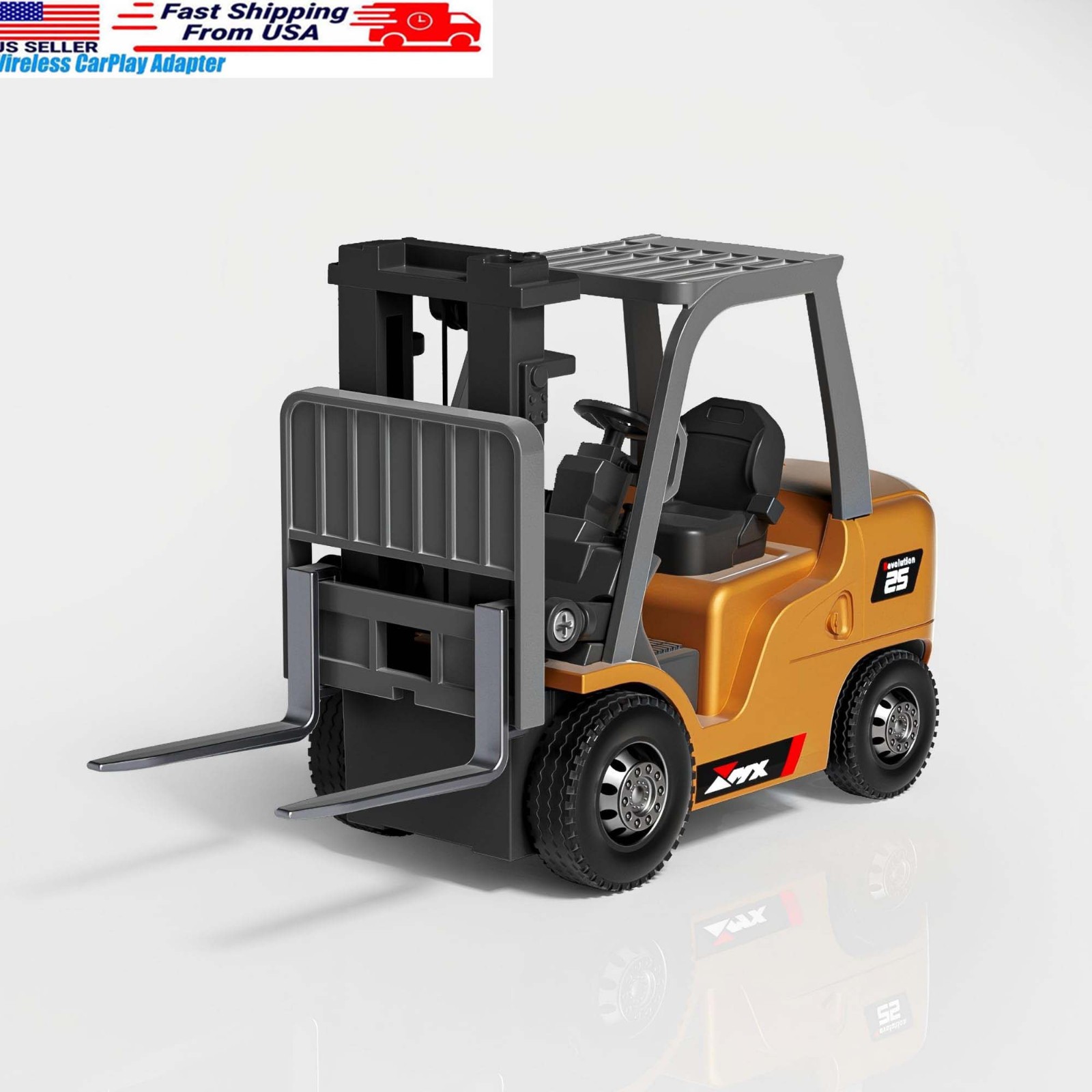 1/64 RC Forklift Toy, 7CH Remote Control Forklift Truck with Lift/Hook & Lights